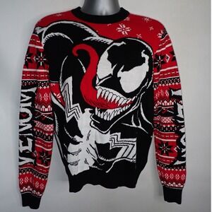 Marvel Venom Men's Ugly Christmas Sweater Fair Isle Knit Pullover Large